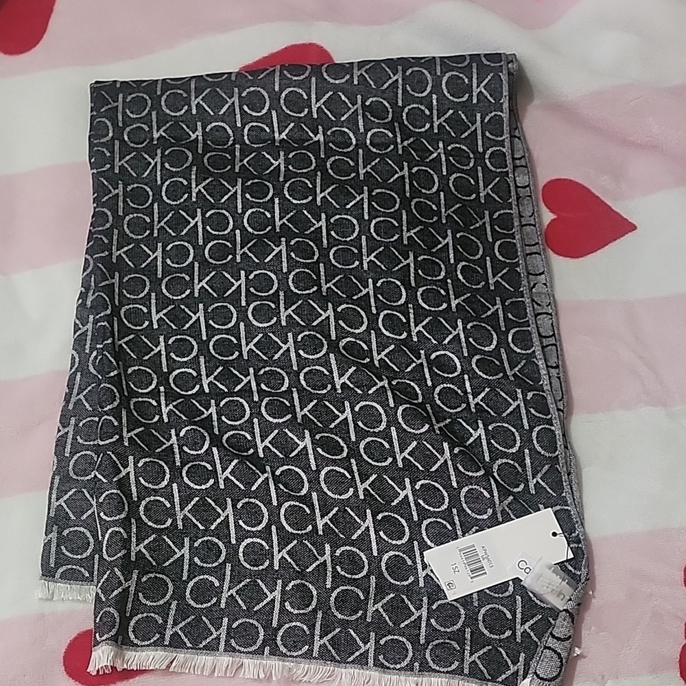 Calvin Klein Monogram Black and White Scarf